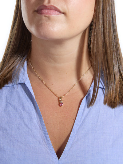 Full Circle Diamond & Small Pink Sapphire Heart Charm