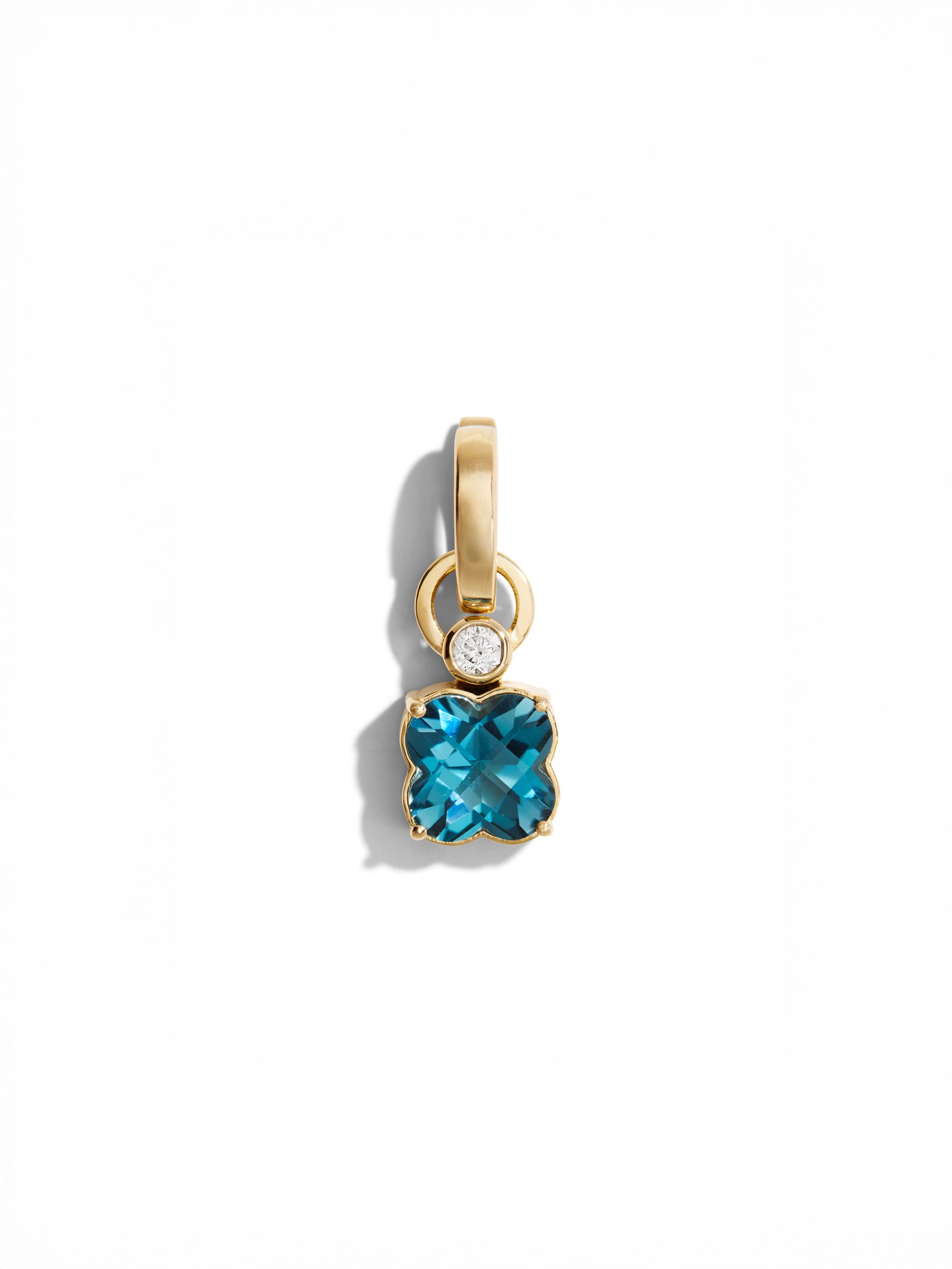 Full Circle Diamond & Clover London Blue Topaz Charm