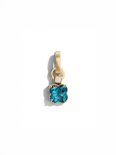 Full Circle Diamond & Clover London Blue Topaz Charm