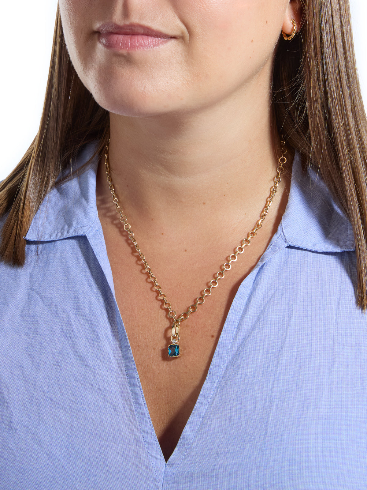 Full Circle Diamond & Clover London Blue Topaz Charm