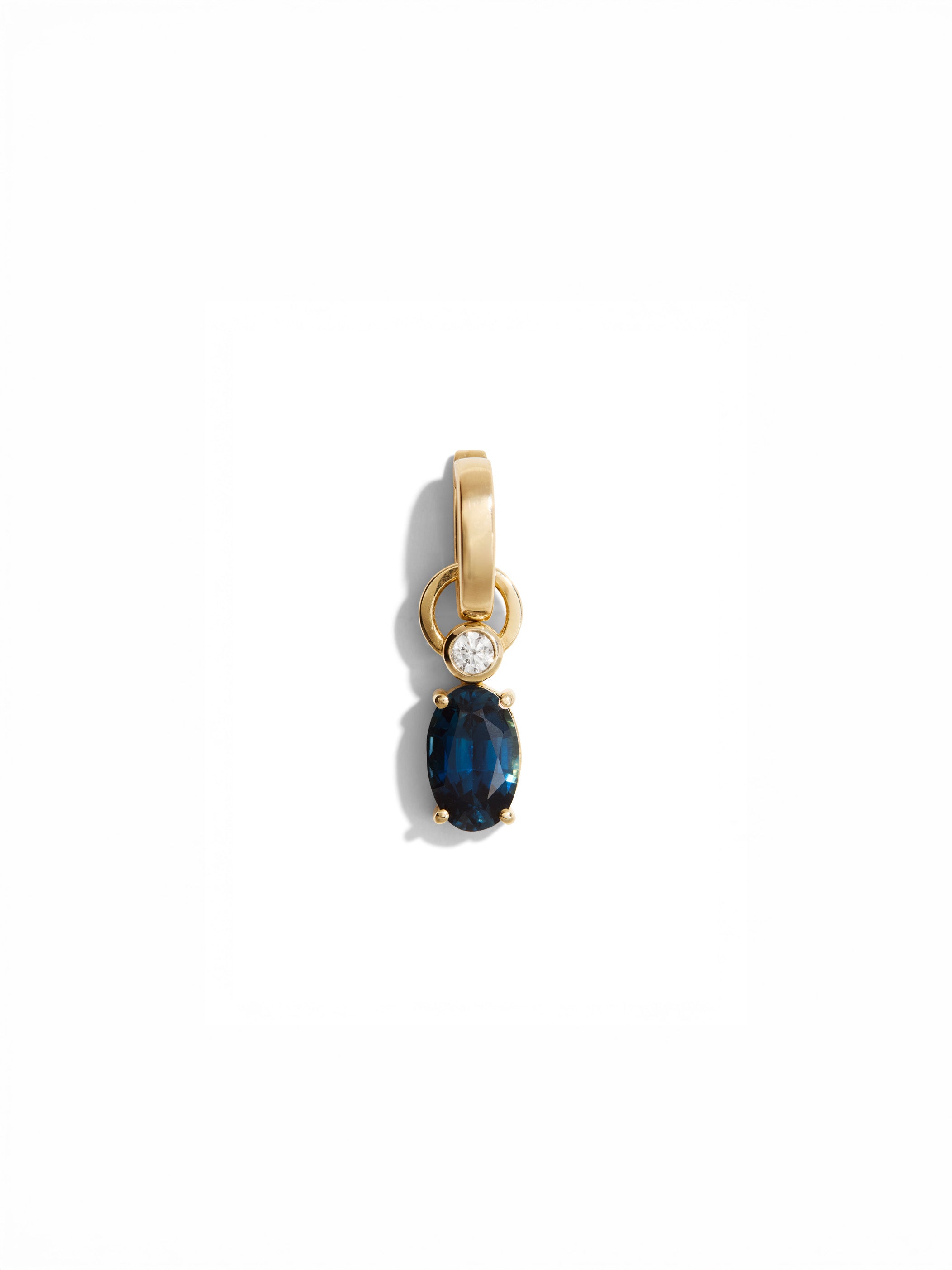 Full Circle Diamond & Oval Blue Sapphire Charm