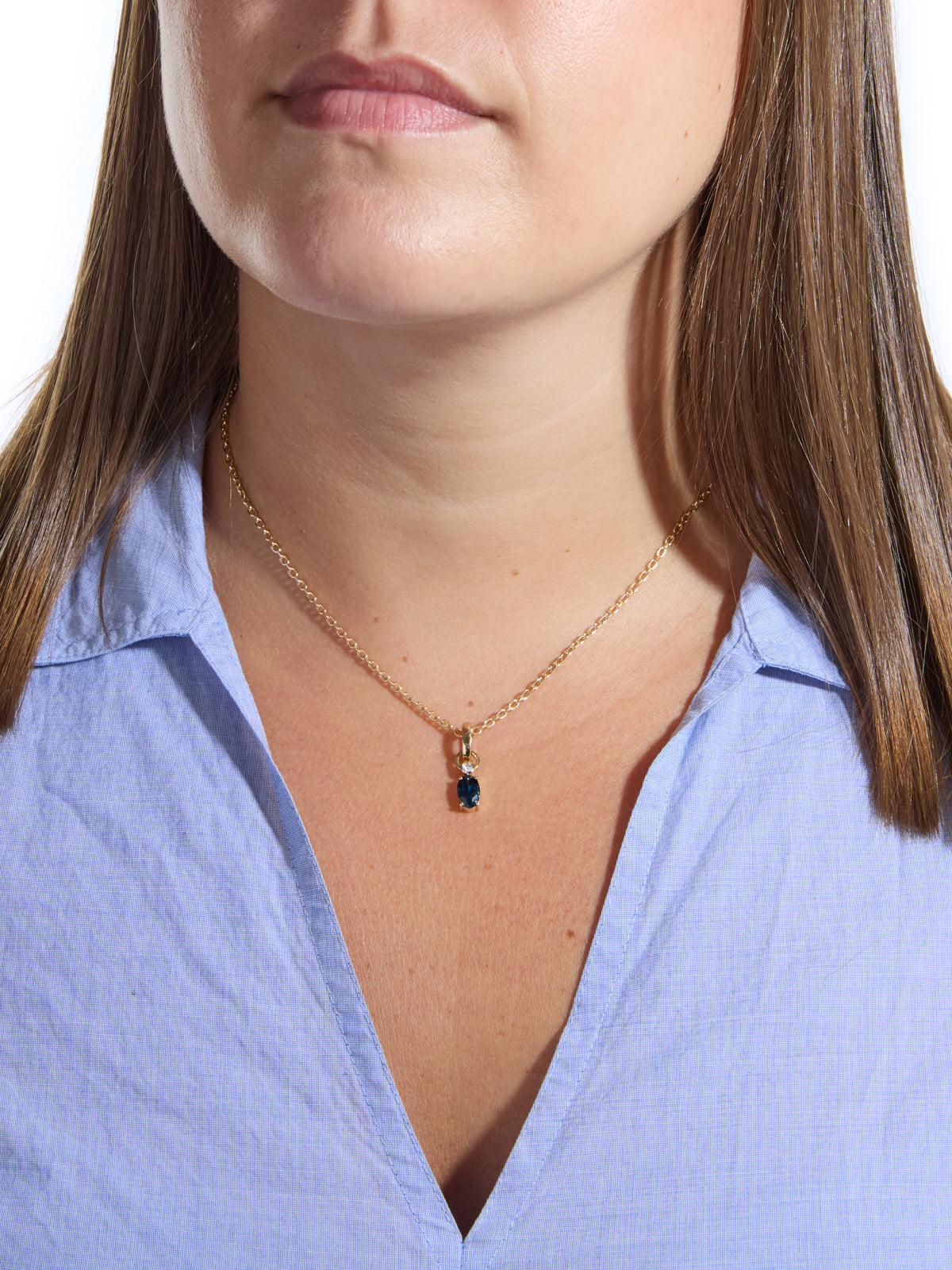 Full Circle Diamond & Oval Blue Sapphire Charm