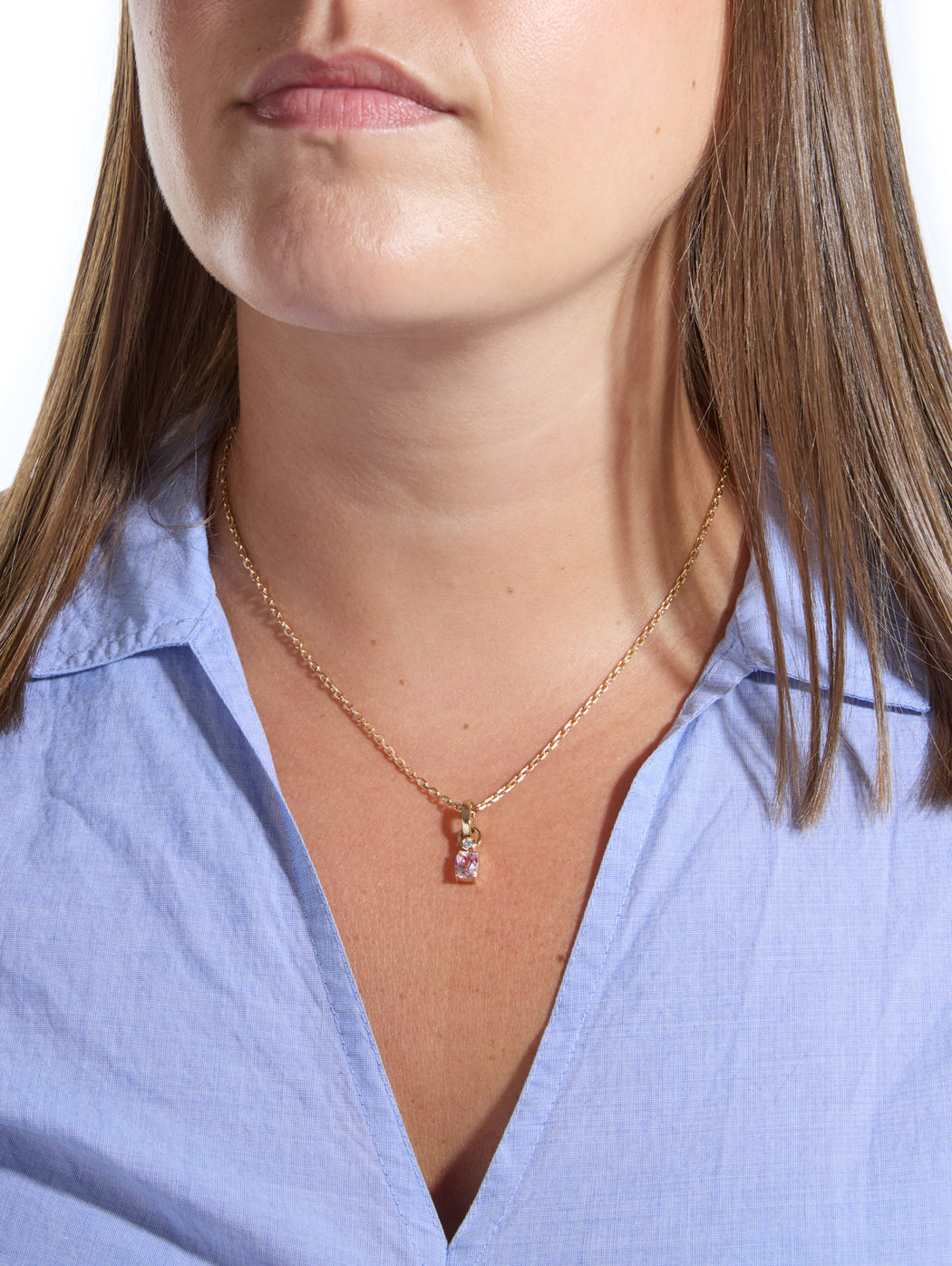 Full Circle Diamond & Cushion Light Pink Sapphire Charm