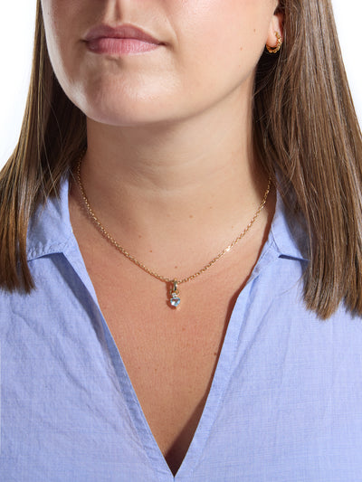 Full Circle Diamond & Aquamarine Heart Charm