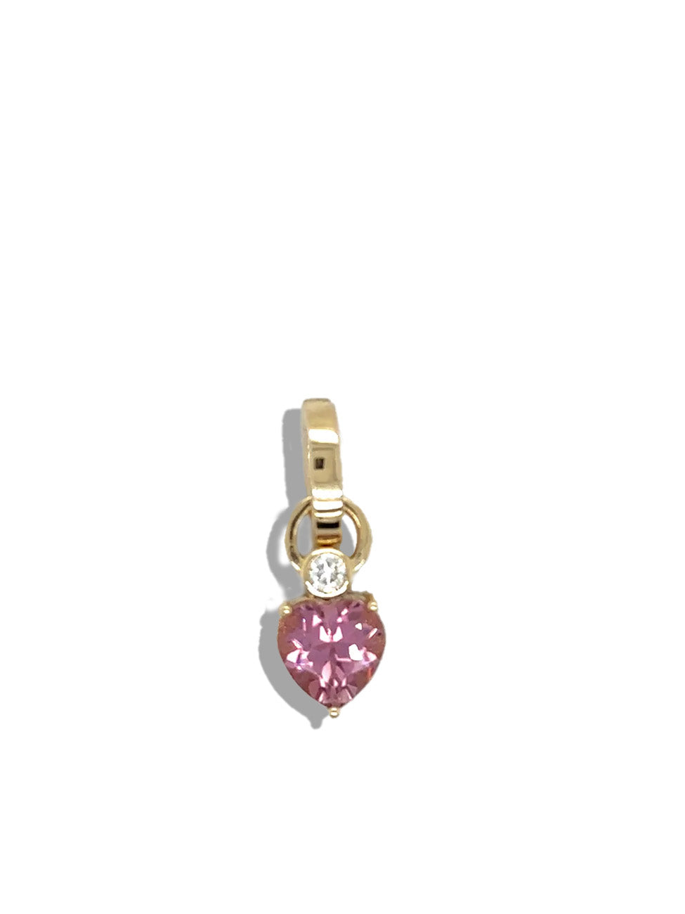 Full Circle Diamond & Small Pink Sapphire Heart Charm