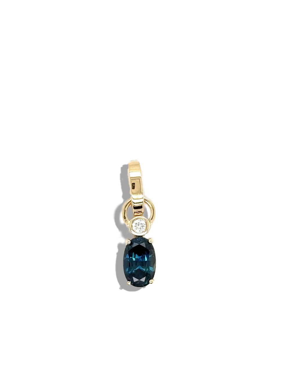 Full Circle Diamond & Oval Blue Sapphire Charm