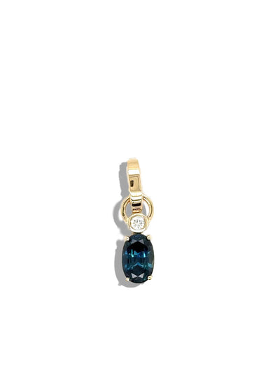 Full Circle Diamond & Oval Blue Sapphire Charm