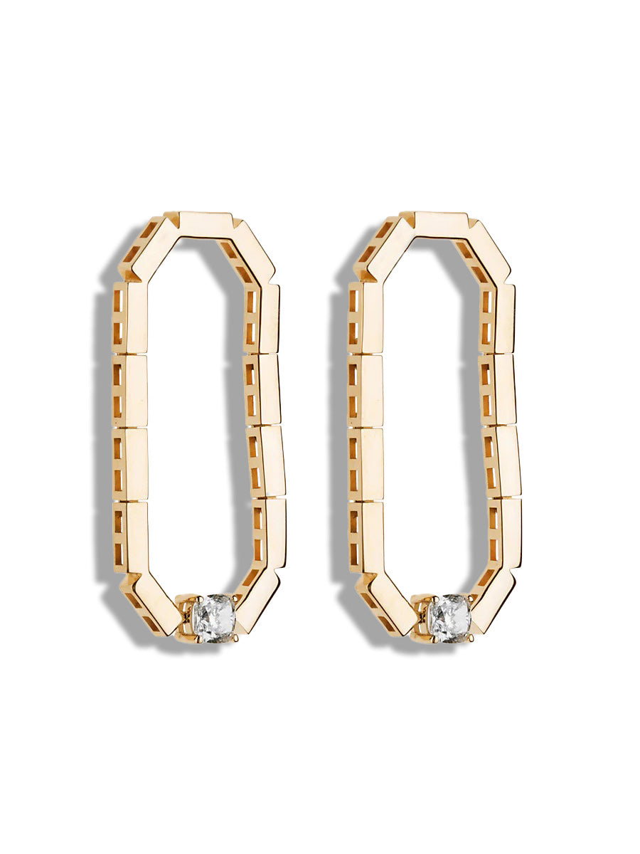 Gold Bar Eternity Earrings With Diamonds