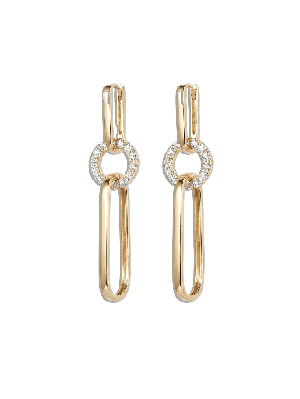 Diamond & Gold Linked Paperclip Earrings