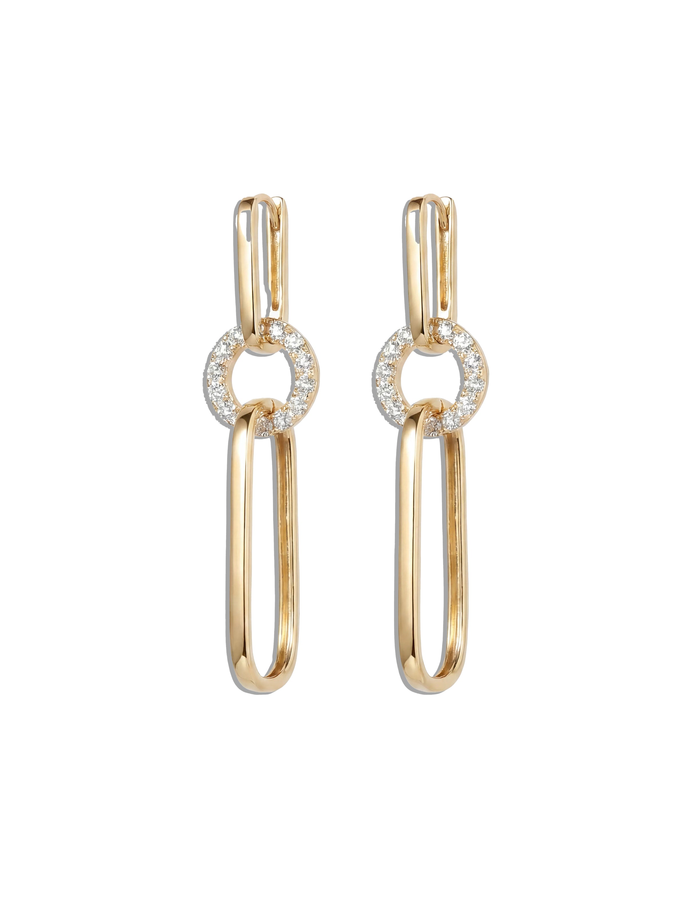 Diamond & Gold Linked Paperclip Earrings