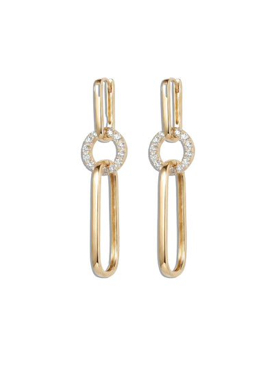 Diamond & Gold Linked Paperclip Earrings