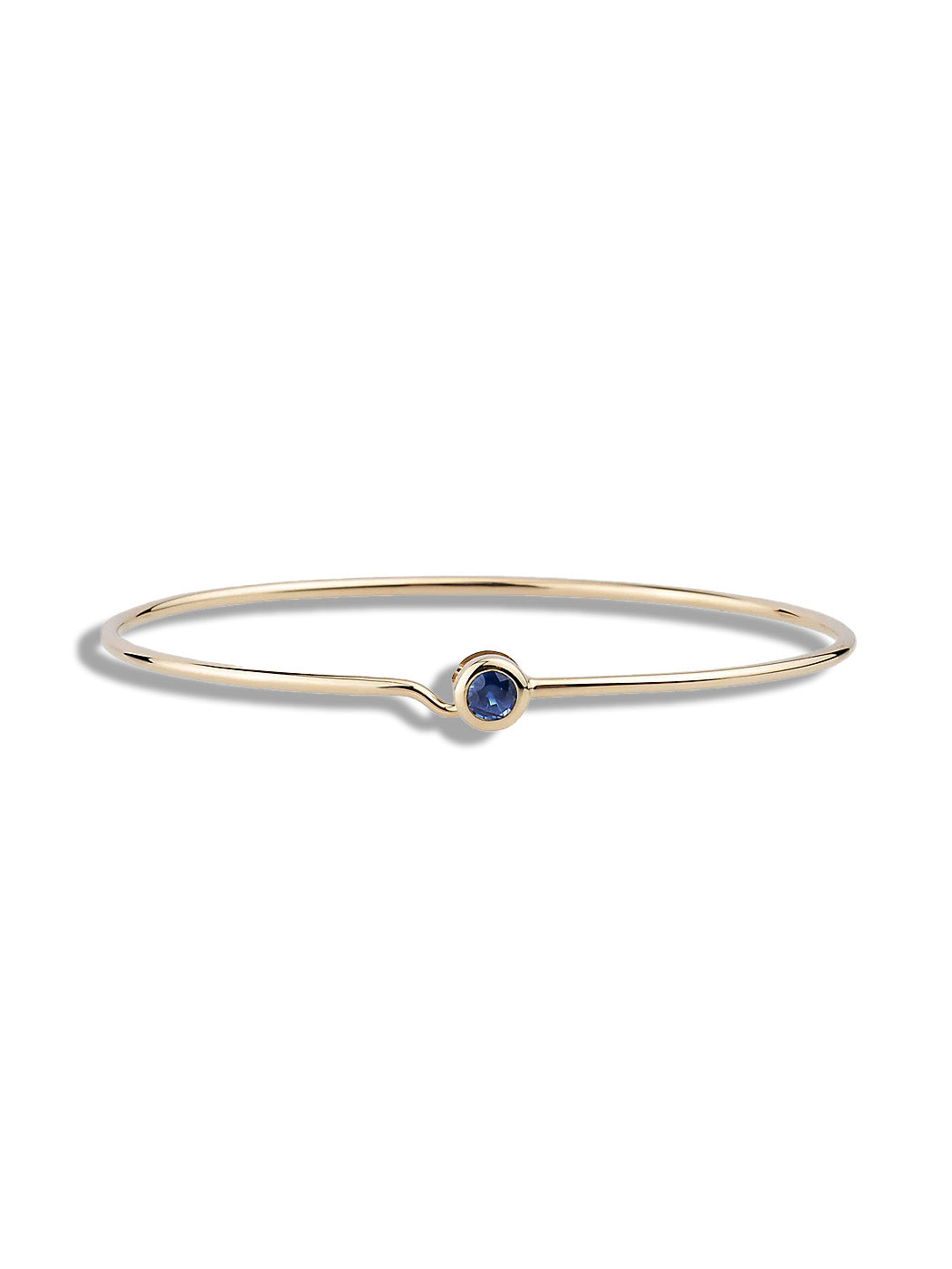 Large Blue Sapphire Full Circle Yellow Gold Wire Bangle