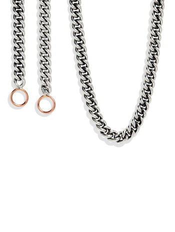 Heavy Silver and Rose Gold Curb Chain Necklace