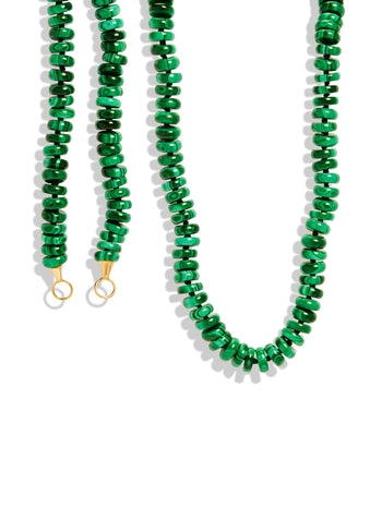 Large Malachite Strand with Yellow Gold Loops