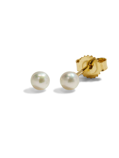 Baby Akoya Pearl Yellow Gold Stud Earrings