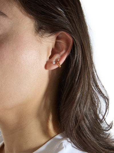 Baby Akoya Pearl Yellow Gold Stud Earrings