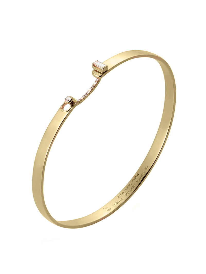 Cable Bangle Bracelet in 18K Yellow Gold with Diamonds, 4mm - BC Clark