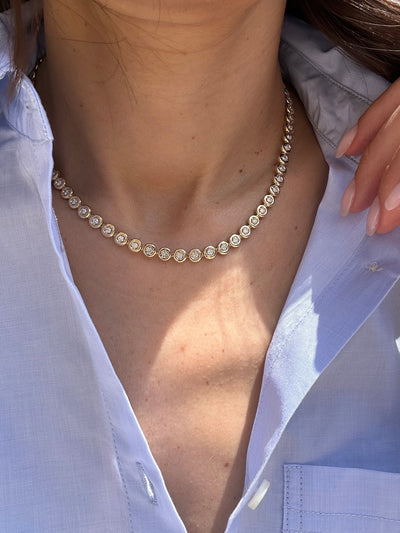 Orb Yellow Gold Tennis Necklace