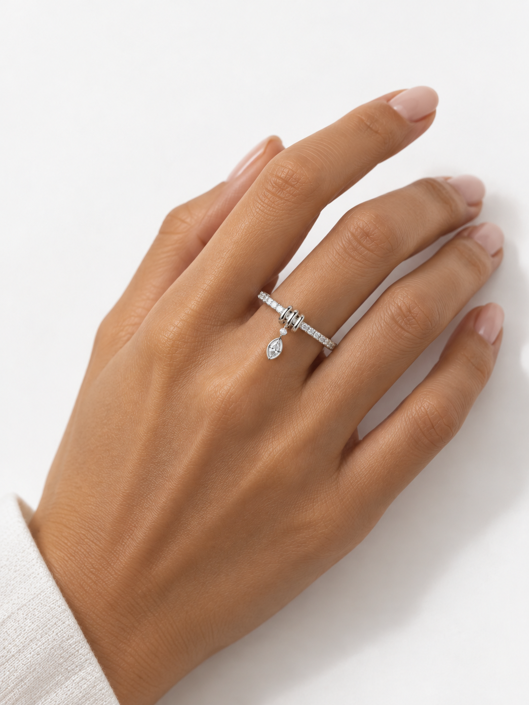 Pia Diamond Marquise Sterling Silver Pave Ring