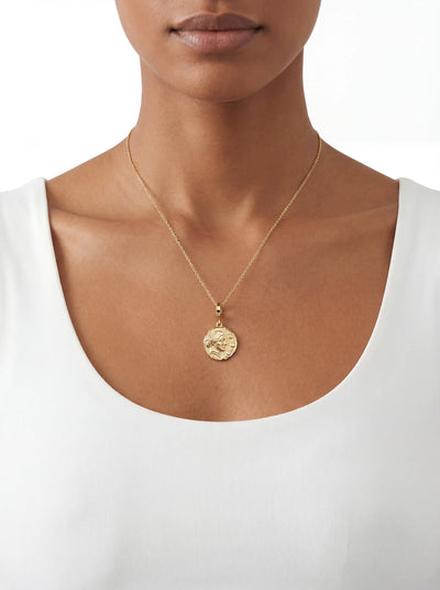 Small Hera Goddess of Mother Yellow Gold Coin Charm