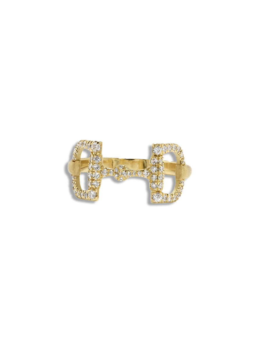 Diamond Pavé Equestrian Yellow Gold Bit Ring