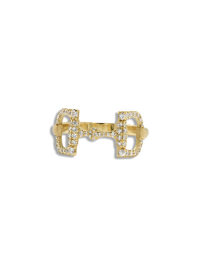 Diamond Pavé Equestrian Yellow Gold Bit Ring