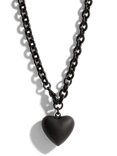 The Black Mini Puffy Heart Necklace