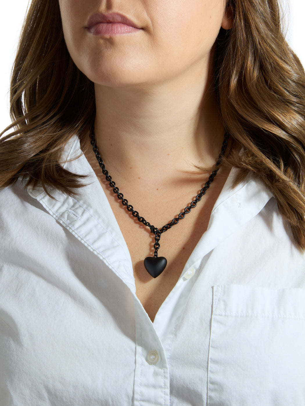 The Black Mini Puffy Heart Necklace