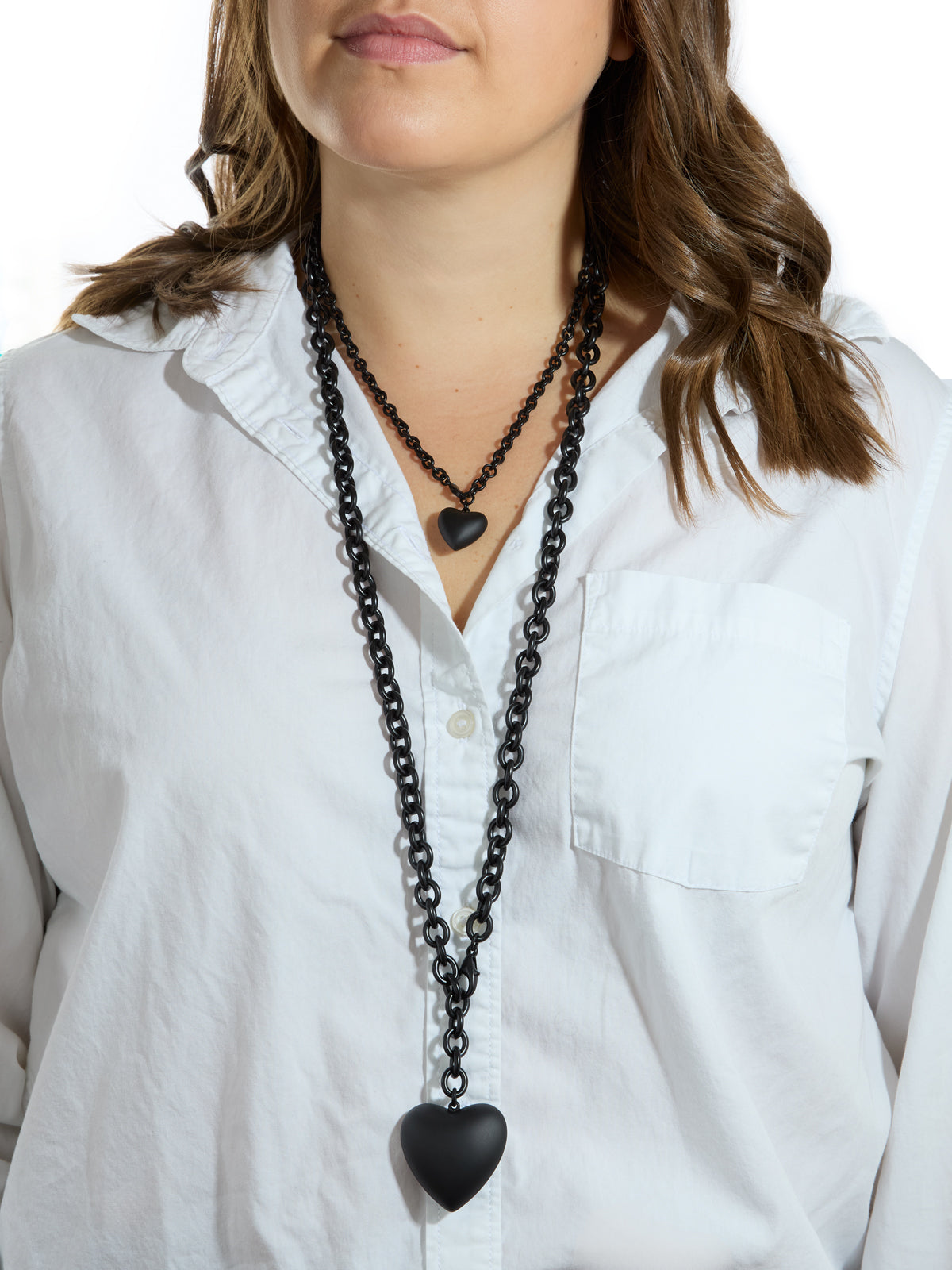 The Black Mini Puffy Heart Necklace