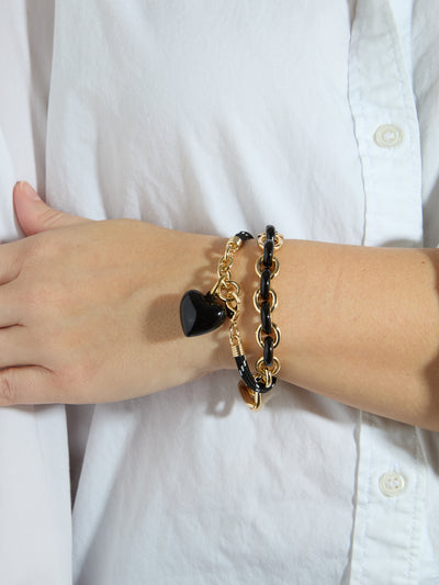 The Black Happy Cord Charm Bracelet