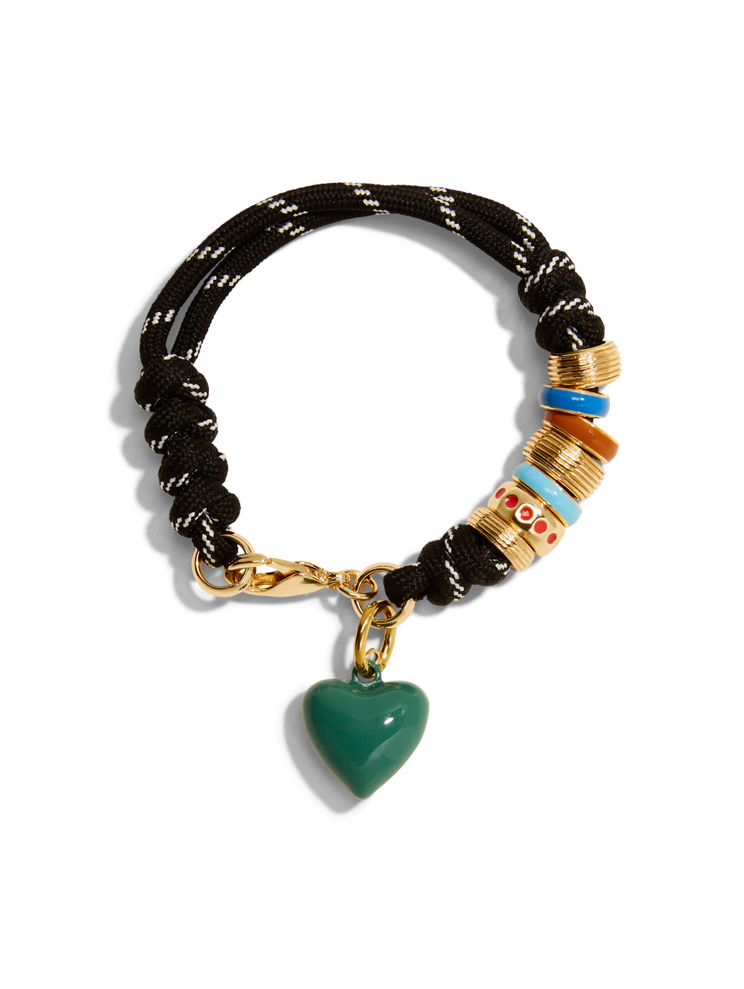 The Black Super Size Cord Heart Charm Bracelet