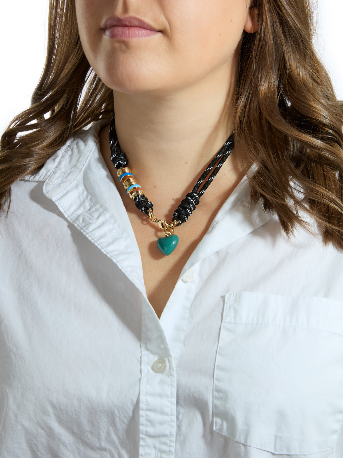 The Black Supersize Cord Heart Charm Necklace