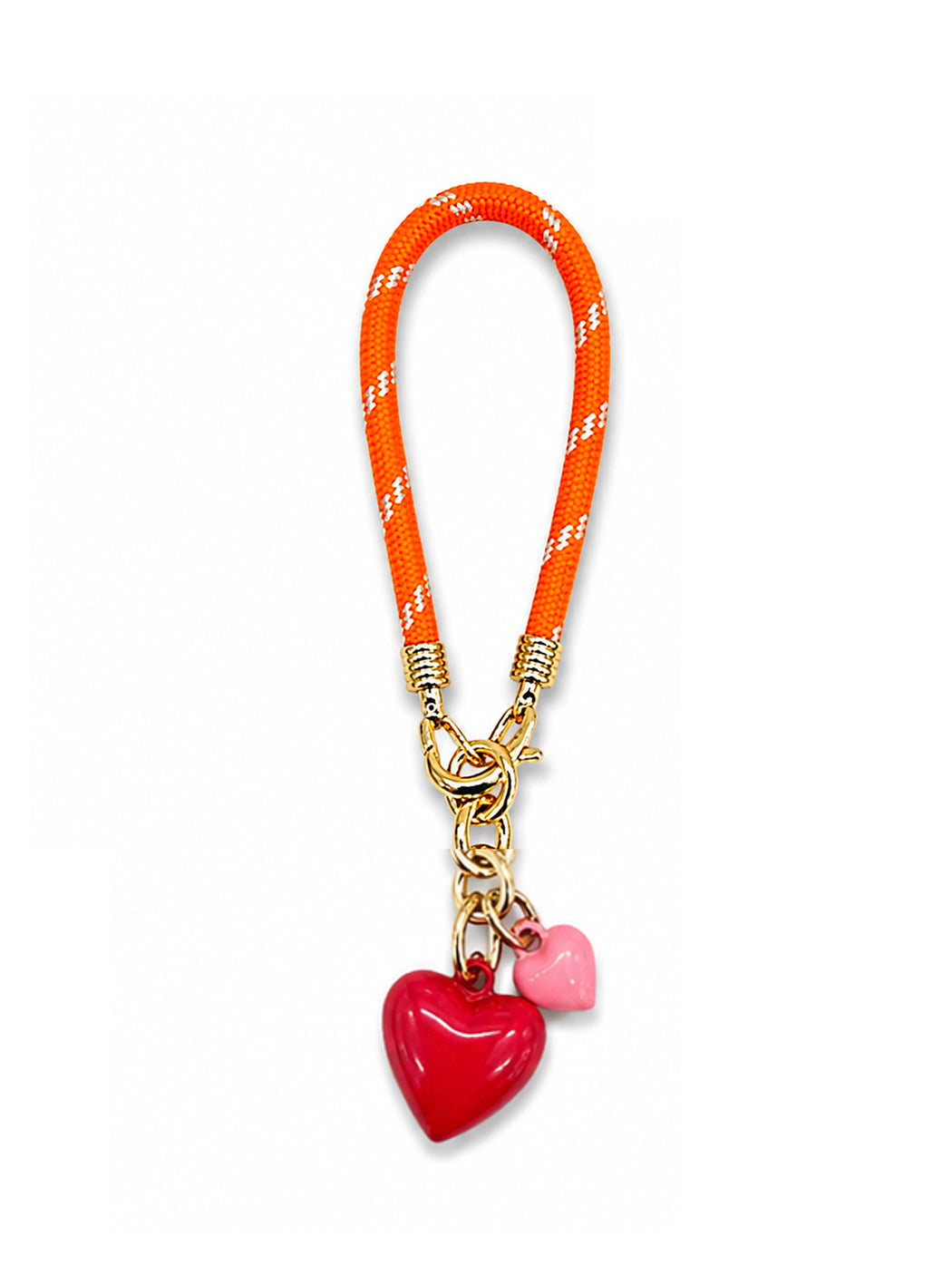 The Tangerine Happy Cord Double Heart Charm Bracelet