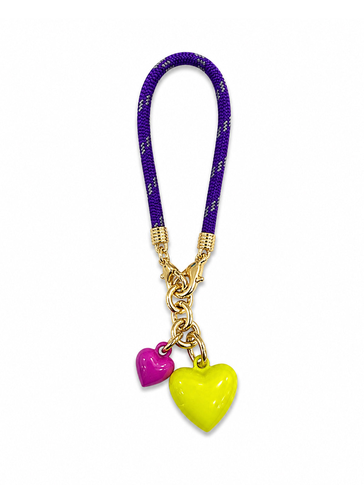 The Grape Happy Cord Double Heart Charm Bracelet