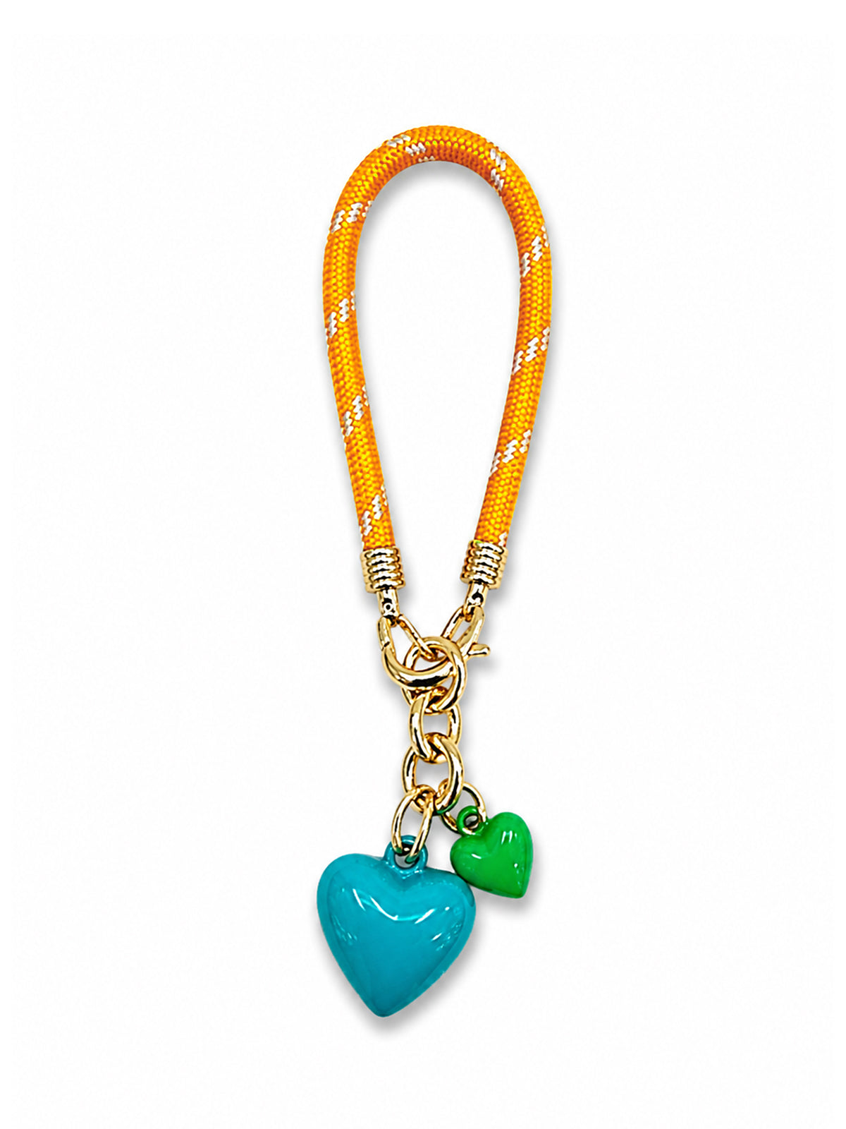 The Yellow Happy Cord Double Heart Charm Bracelet