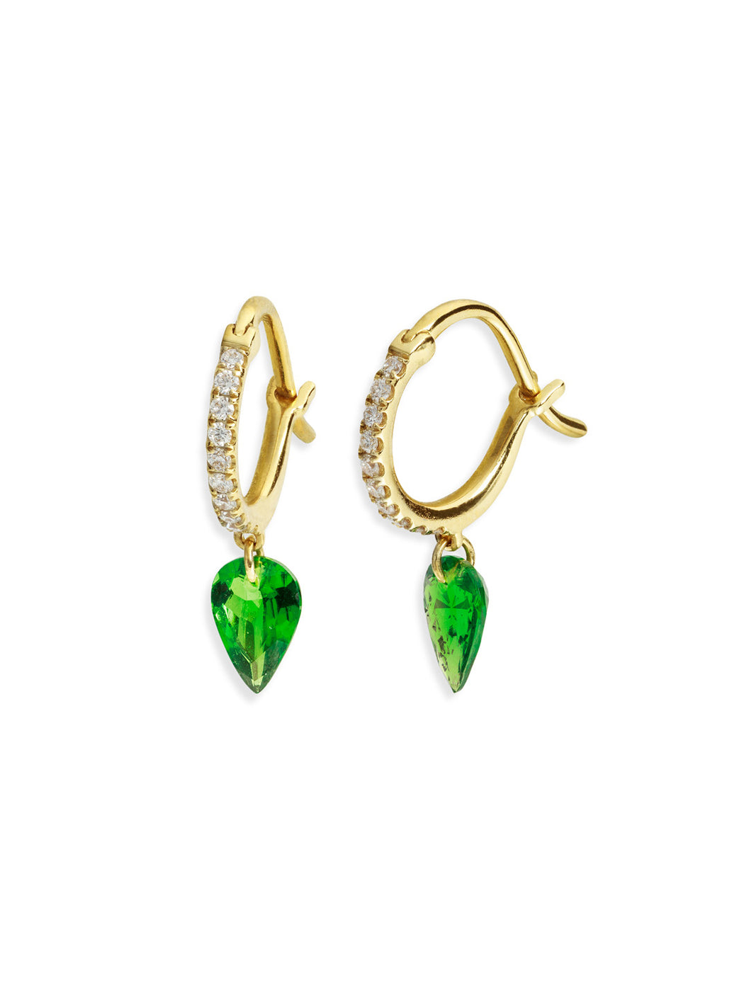 Set Free Mini Tsavorite Yellow Gold Hoop Earrings