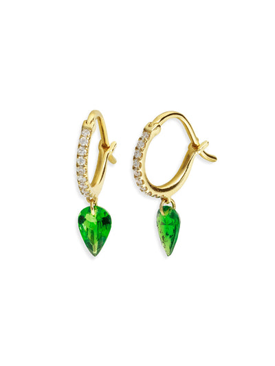Set Free Mini Tsavorite Yellow Gold Hoop Earrings