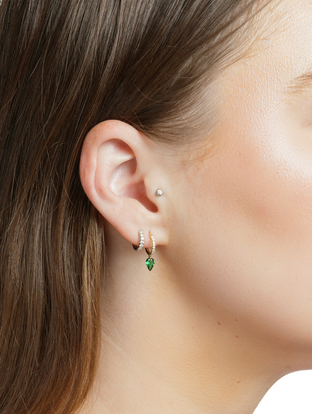Set Free Mini Tsavorite Yellow Gold Hoop Earrings