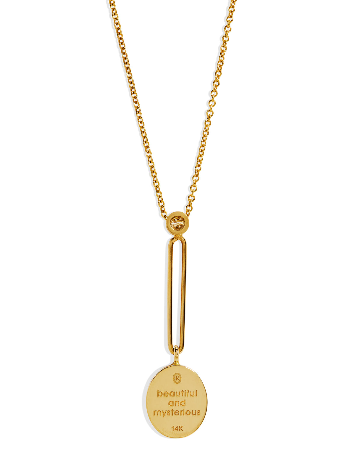 Unicorn Fantasy Signet Yellow Gold Pendant Necklace