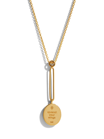 Fantasy Butterfly Signet Yellow Gold Pendant Necklace