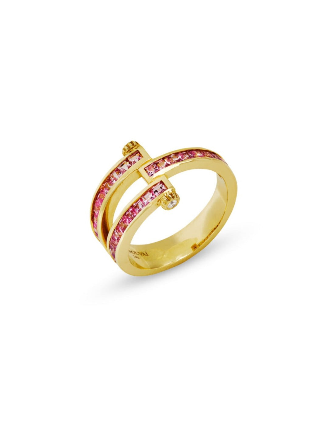 Carre Pink Sapphire Yellow Gold Magna ring Retrouvai Ylang 23
