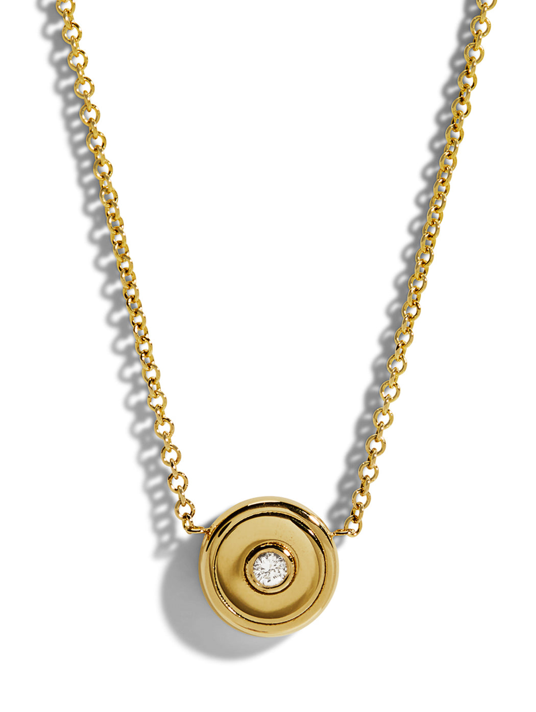 Mini Gold and Diamond Compass Yellow Gold Necklace