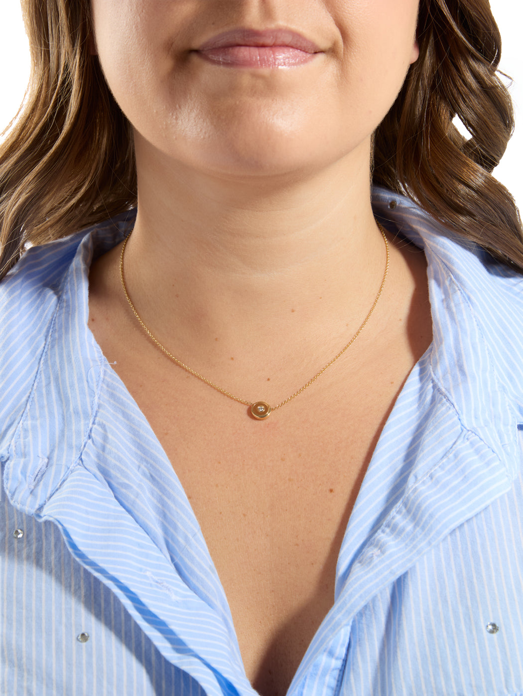 Mini Gold and Diamond Compass Yellow Gold Necklace