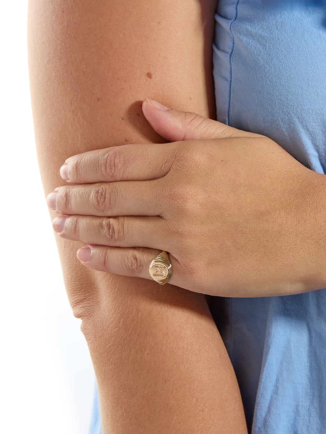 Butterfly Tiered Fantasy Yellow Gold Signet Ring