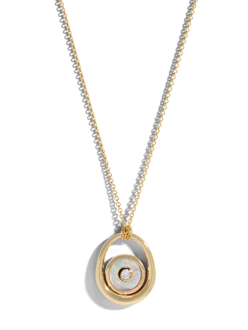 Midi Compass Sling Mother Of Pearl & Diamond Yellow Gold Necklace