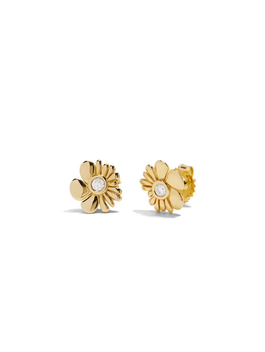 Petite Bonded Flower Yellow Gold Stud Earrings
