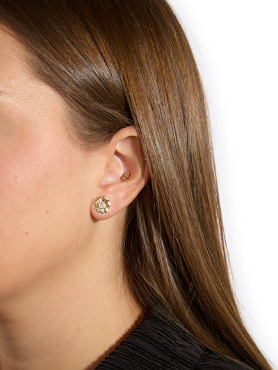 Petite Bonded Flower Yellow Gold Stud Earrings