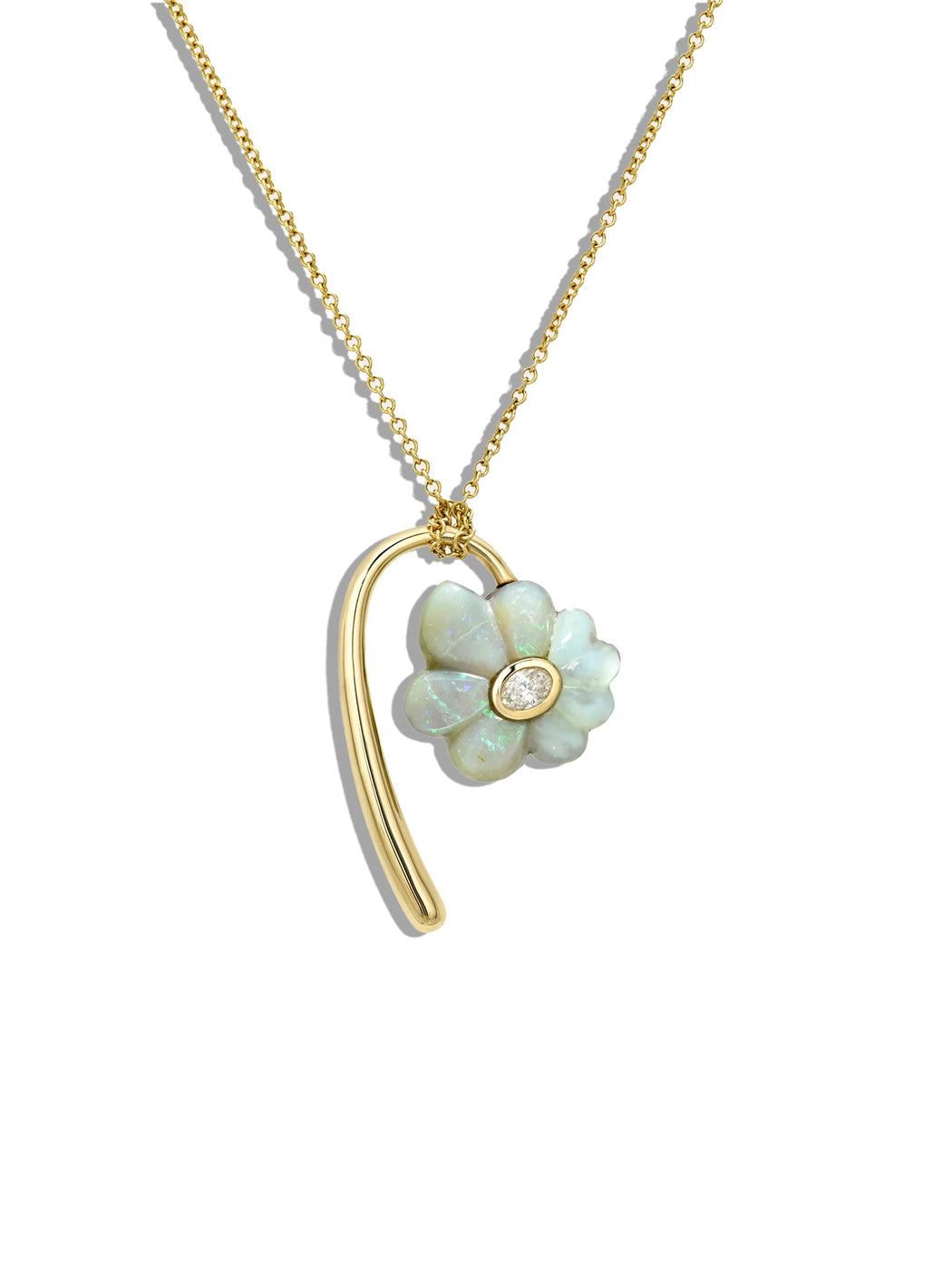 Rainbow And Peruvian Opal Petite Bonded Flower Necklace