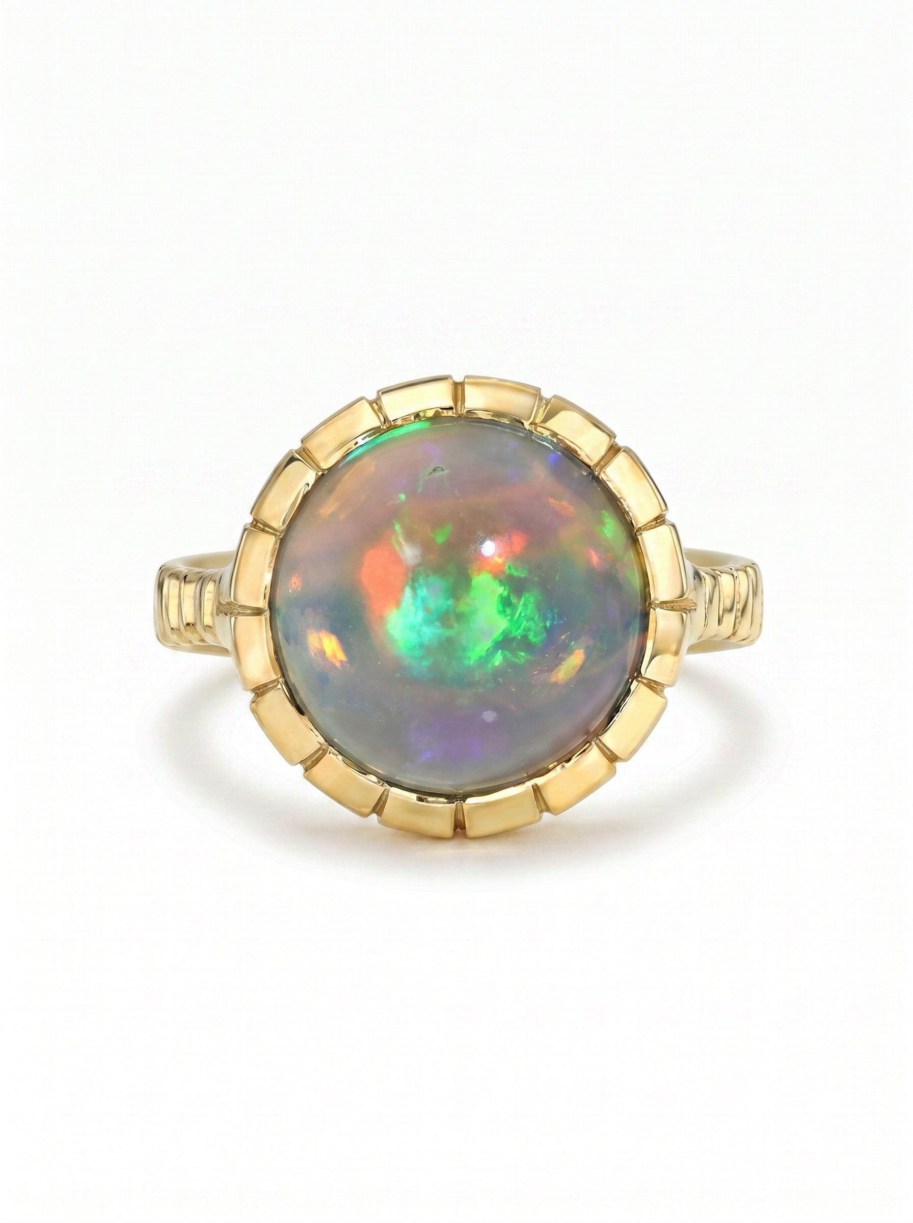 Ethiopian Opal Heirloom Yellow Gold Bezel Ring