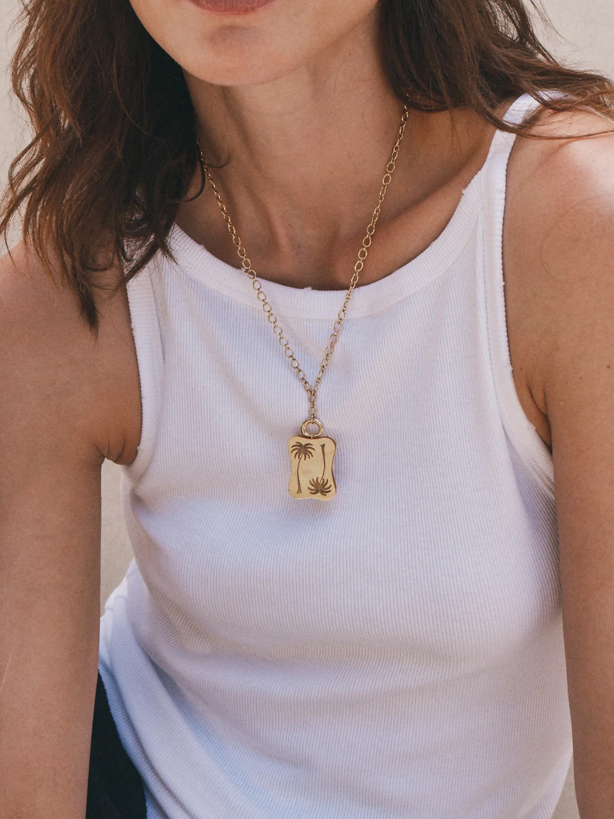 Grandfather Palm Tree Yellow Gold Vein Locket